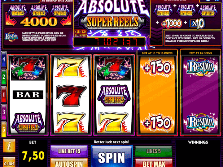 Absolute Super Reels Online Video Slots